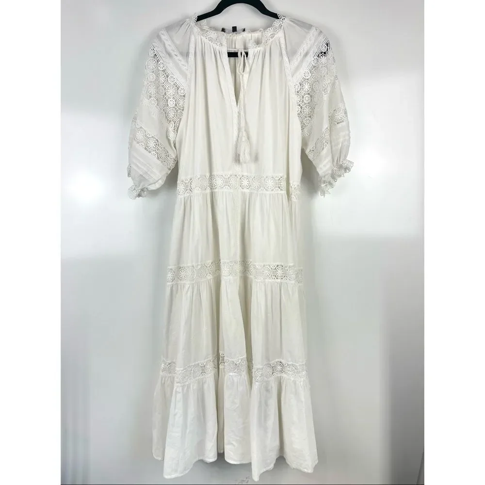 En Saison Tiered Lace Midi Prairie Dress Women's Size XS Cottage Core Festival - Picture 1 of 11